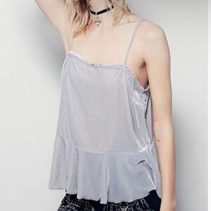 Free People Gray Velvet Easy Swing Peplum Camisole Medium